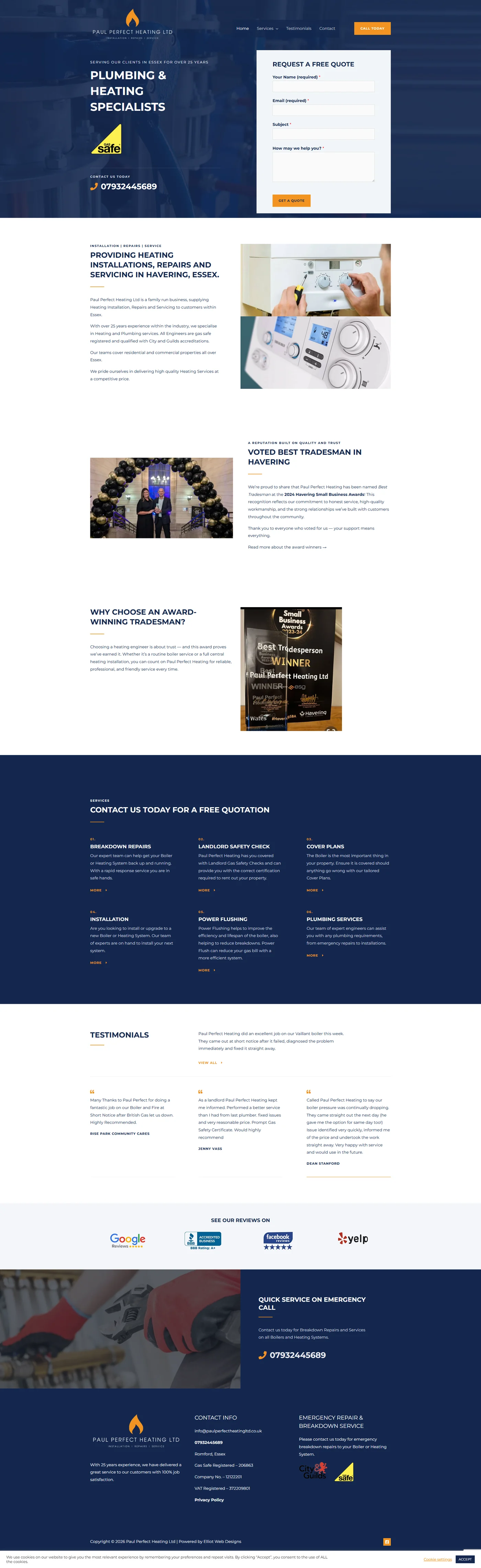 Paul Perfect Heating Ltd website — view 1